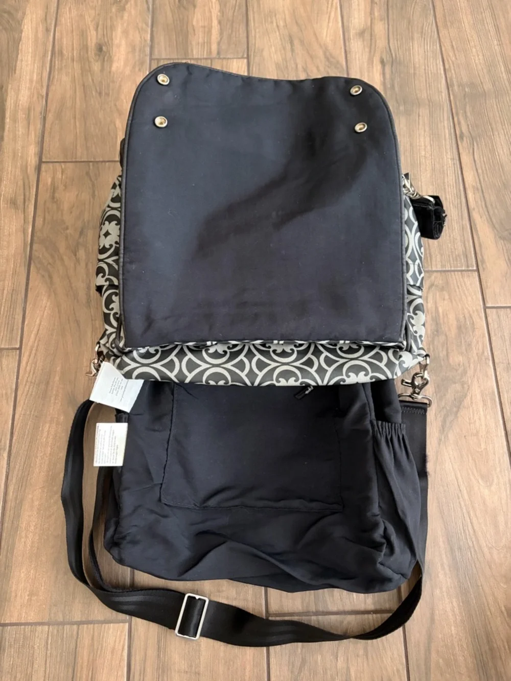 Petunia Pickle Bottom Black and Gray Messenger Bag with Yellow Detail